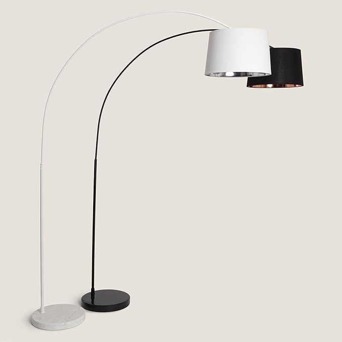 LEDKIA LIGHTING LEDKIA LIGHTING - Staande lamp van Metaal Reflect | Uniek en Elegant Ontwerp | Geschikt voor E27 LED-lampen | Voor Diverse Ruimtes | 205x152x40 cm, Wit, Marmer, Textiel, Metaal photo 2