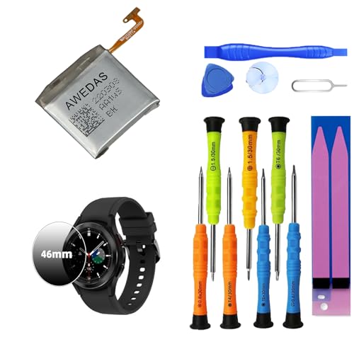 AWEDAS for EB-BR890ABY Replacement Battery with Watch Protector (Upgraded) for Samsung Galaxy Watch4 Classic SM-R890 SM-R895 (46mm)/Galaxy Watch4 SM-R870 SM-R875 SM-R875U (44mm) Battery and Tool Kits