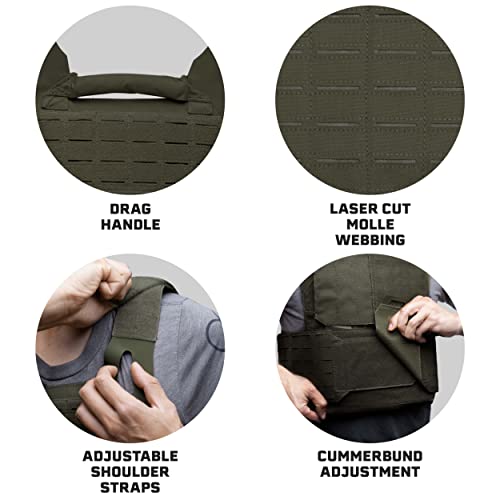 Tacticon Battlevest Lite | Tactical Vest | Combat Veteran Owned Company | Fully Adjustable Lightweight Tactical Vest | 360-Degree Laser-Cut Pals Coverage (Ranger Green) #TOP4