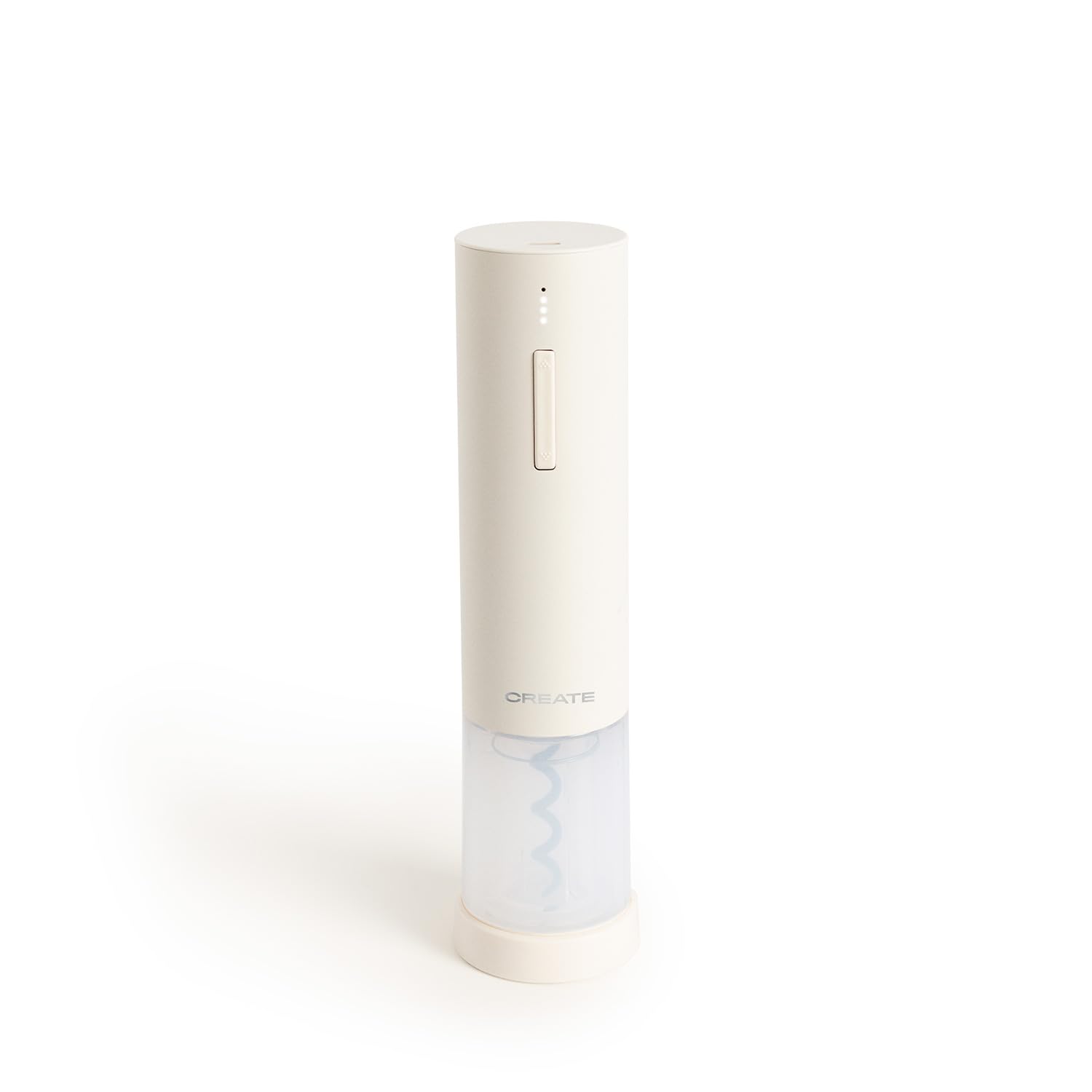 CREATE/​WINE OPENER/​Sacacorchos eléctrico con accesorios blanco roto/​Autonomía para 50 botellas, 4 velocidades, indicador de batería, 4 accesorios, cargador USB-​C, 15W