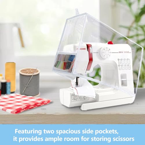 Sewing Machine Cover Dust Cover with Convenient Pockets,Clear Plastic Dustproof Transparent Resistant Protective Quilted Carrying Covers Accessories Universal for Most Standard Singer Brother Machine - Thumbnail 5