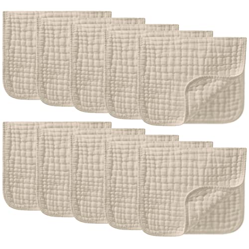 Image of Yoofoss Muslin Burp Cloths 10 Pack Large 20''X10'' 100% Cotton 6 Layers Thicken Super Soft and Absorbent - Apricot