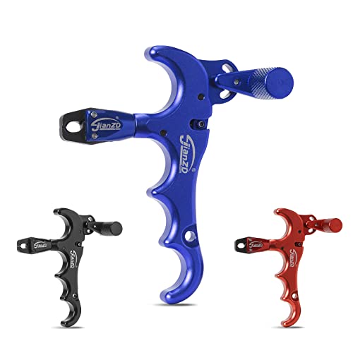 Aimdor Compound Bow Release Archery Aids With D Loop Rope 360° Adjustable Thumb Release Aluminum Alloy Aids For Hunting Outdoor Accessories Blue #TOP6
