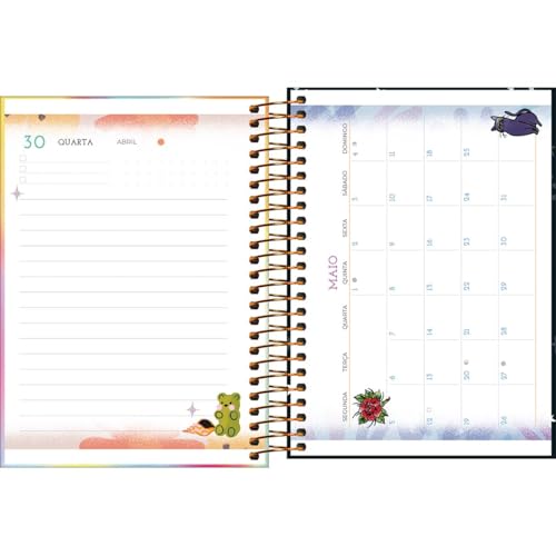 Tilibra - Agenda Espiral Diária 11,7 x 16,4 cm Capricho 2025 - Simbolos Capricho branco/rosa