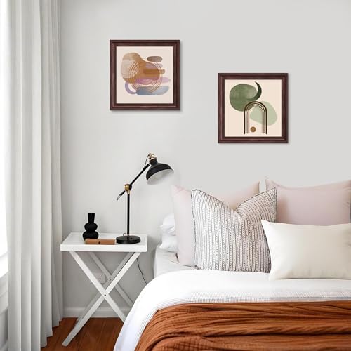 Image of 10x10 Picture Frame Walnut Brown with Black Backboard, 1.37 Inch Curved Extra Wide Edges MDF Material, Rustic Style Picture Frame 10x10 inches for Wall