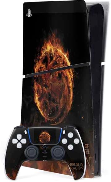 Skinit Decal Gaming Skin Compatible with PS5 Slim Digital Edition Bundle - Officially Licensed HBO House of The Dragon Red Tararyen Sigil Design