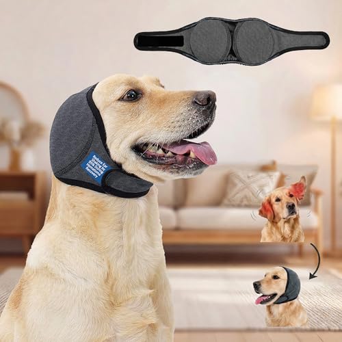 HOFi No-Shake Ear Wraps for Dogs: Reduce Ear Shaking by 95% During Hematoma Recovery - Secure No-Slip Fit After Surgery - Cone Alternative for Large Breeds Labs/Goldens/Shepherds