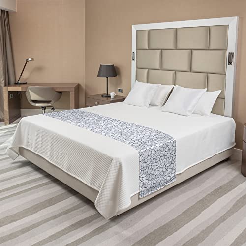 Lunarable Nautical Bed Runner, Sea Waves Abstract Swirls Spirals Stream Stormy Weather River Illustration, Decorative Accent Bedding Scarf For Hotels Homes And Guestrooms, King, Pale Blue #TOP1