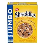 Post Shreddies Original Breakfast Cereal, Made with Whole Grains, Very High in Fibre, Non-GMO Project Verified, Jumbo Size 1.24 kg