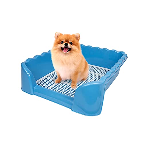 Image of Lutema Indoor /Outdoor Training Dog Potty Tray for Small and Medium Puppies Litter Boxes in (Blue)