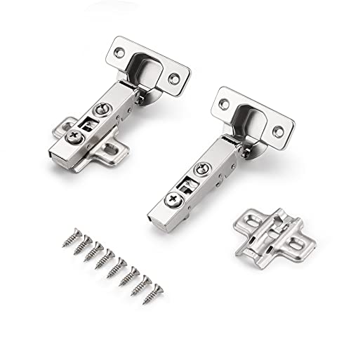 Probrico 2 Pair (4 Pack) 105 Degree Soft Close Cabinet Hinges， Full Overlay Cabinet Door Hinges Concealed, European Kitchen Cupboard Hinges Brushed Nickel， Flush Mount Cabinet Hinges For Bathroom #TOP21
