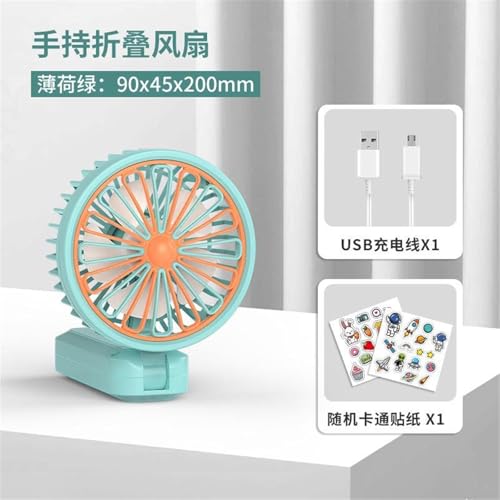 Mini ventilateur USB pliable de table orientable vert menthe et lampe de chevet - 3