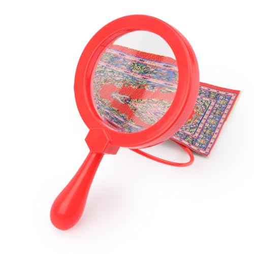 Meximore Jumbo-Lupe mit Ständer, Erkundungsspiel, Leselupe, Spielzeug für 5-fache Vergrößerung, Rot