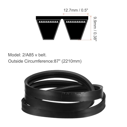 Image of uxcell 2 /A85 or 2 /4L870 Banded V-Belt Classic Wrapped Rubber, 2 Banded /2 Ribs, A Profile, 85 inch(2160mm) Inside Circumference