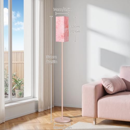 Image of Floor Lamp, Pole Lamp with Foot Switch, Modern Standing Lamp Shade, Minimalist Freestanding Lamp (Bulb Not Included), for Living Room, Bedroom Office ETL Listed, Sakura Pink PCP07LD05