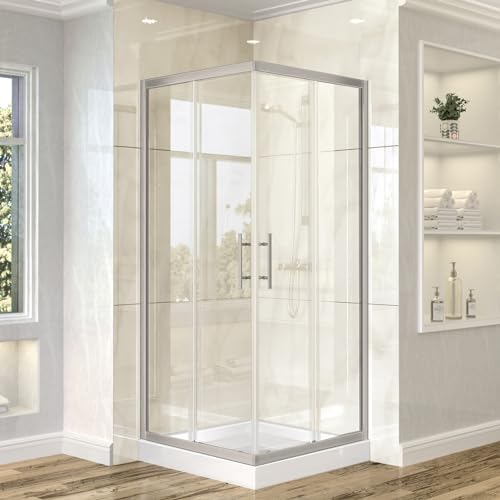 CKB Corner Shower Enclosure, 36 in. L x 36 in. W x 72 in. H, 1/4 inch(6mm) Tempered Glass thickness. Dual Sliding Doors with Brushed nickel Hardware Kit. - Thumbnail 2