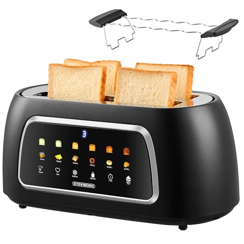 Steinborg® Automatik Toaster mit Brötchenaufsatz 4 Scheiben Automatische Liftfunktion ohne Hebel - Langschlitztoaster Toastautomat Digitales Display Brotzentrierung Restzeitanzeige Abschaltautomatik Steinborg® Automatik Toaster mit Brötchenaufsatz 4 Scheiben Automatische Liftfunktion ohne Hebel - Langschlitztoaster Toastautomat Digitales Display Brotzentrierung Restzeitanzeige Abschaltautomatik