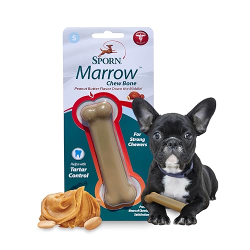 Sporn Durable Peanut Butter Marrow Chew Bone Dog Toys Small