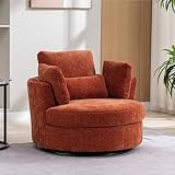 Chifee & Vingol 42.2' Oversized Swivel Accent Chair Round Barrel Chair,Chenille,Terracotta