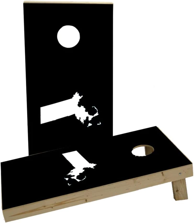 Black Massachusetts Theme Custom Cornhole Board Game Set