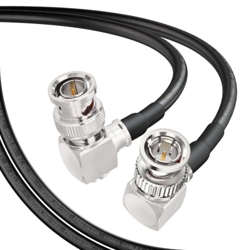 Superbat SDI Cable 10FT Flexible BNC to BNC Right Angle Video Cable 75 Ohm Belden 1855A BNC Male Extension Cable for 3G/6G HD-SDI Camera Monitor Video Recorder SDI to HDMI Converter