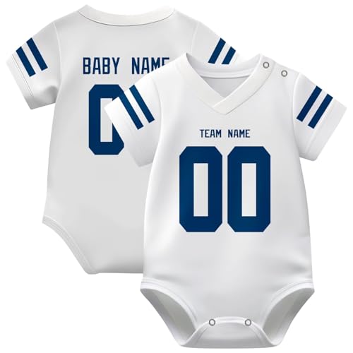 Image of KREDE Baby Clothes Unisex Bodysuit Jersey Style Custom Name Number for Baby Boys