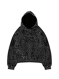 SOLY HUX Men's Glitter Oversized Hoodies Sparkly Long Sleeve Shirts Party Hooded Sweatshirts Tops Black Glitter X-Large