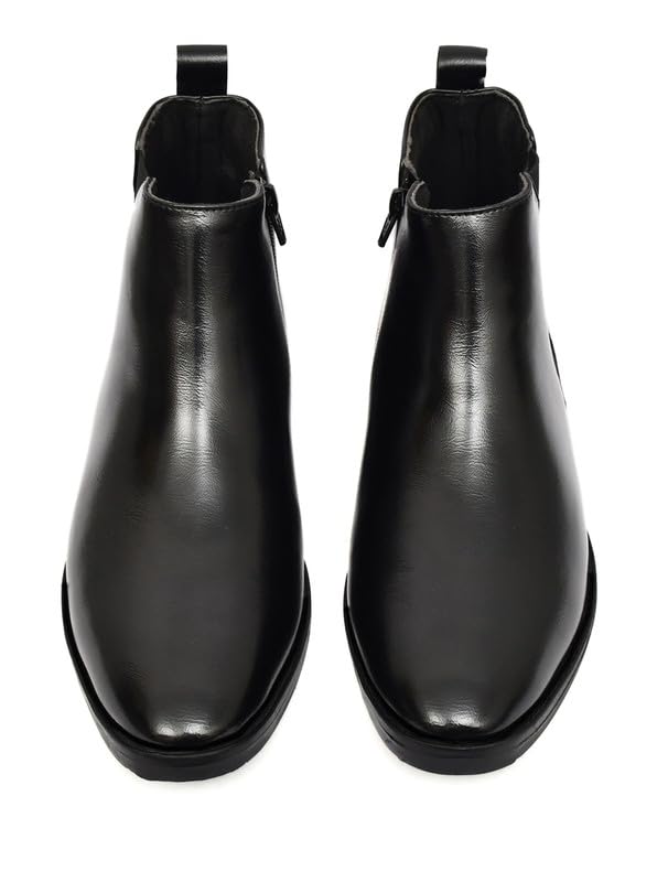 Image of TANN & TRAIL Men Premium Vegan Leather Chelsea Boots Elegant Pointed Toe, Side Zipper, Cushioned Comfort, Sustainable Formal & Semi-Formal Footwear