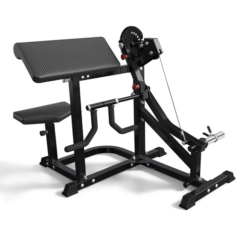 XVD Bicep and Tricep Machine, Plate Loaded Arm Curl Machine with Smooth Cable Pulley System,...