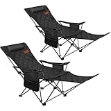 DesertFox リクライニングチェア キャンプ椅子 単品/セット 4way 仮眠 昼寝 4段階調整 四季適用 アウトドアチェア クーラーボックス付き 【耐荷重150kg】コンパクト 折りたたみチェア 軽量 イス 【 独自開発のカップホルダー】携帯便利 ピクニック レジャー キャンプ用 TYBB (ブラック，2)