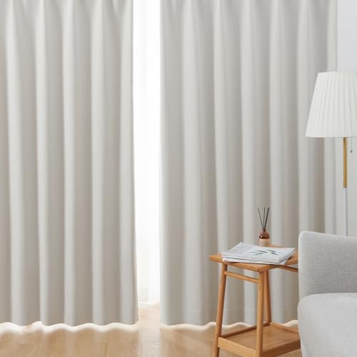 （06:30時点） クモリ(Kumori) カーテン 遮光度99.99% 1級 遮光カーテン しっかり厚手 断熱 遮熱 防寒 防音 節電効果 省エネ 形状記憶加工 洗濯可能 無地 寝室 リビング アジャスター フック付き(ライトグレー・幅100cm×丈110cm・2枚組)