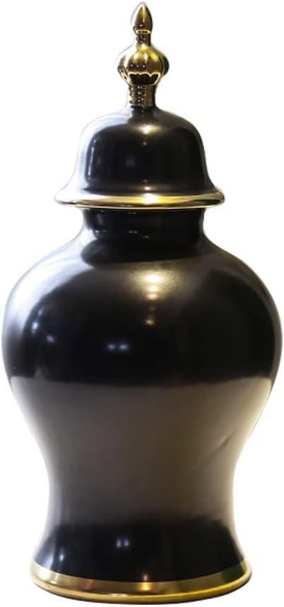 Vase en porcelaine noire brillante avec couvercle pour une deco chic