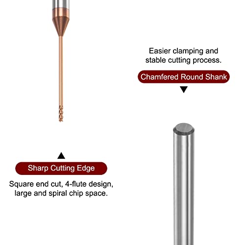 Image of HARFINGTON 2pcs Square Nose End Mill 4mm Shank 1mm x 20mm AlTiSin Coated Solid Carbide Long Reach Extended Neck 4 Flutes CNC Router Bit Milling Cutter for Stainless Steel Hardened Steel
