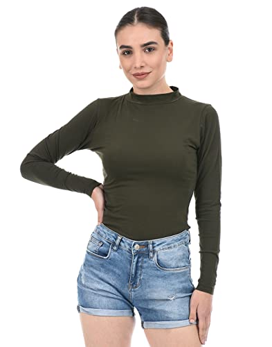 Image of Oneway| Full Sleeves stylish fashion turtleneck Bodysuit top for women| Elegant| Bodycon| Cotton| Everyday Wear| Comfortable| Slim fit| Solid basic| Knit