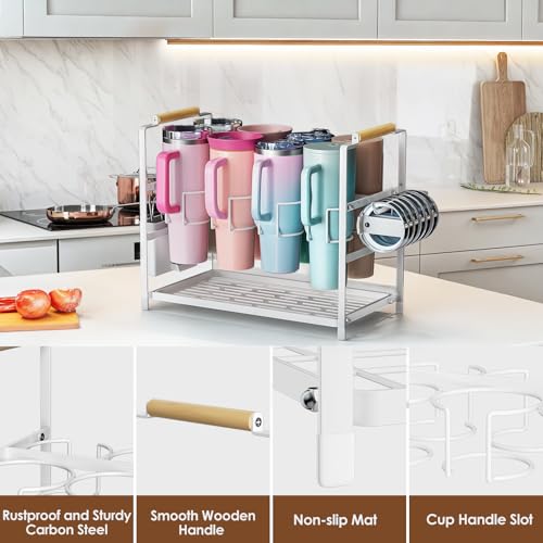 Housolution Water Bottle Organizer Drying Rack for 40 oz Tumbler with Handle, Multifunctional Cup Storage Holder Compatible with Stanley, Owala, Simple Modern and Other Brands, White (Patented) Housolution Water Bottle Organizer Drying Rack for 40 oz Tumbler with Handle, Multifunctional Cup Storage Holder Compatible with Stanley, Owala, Simple Modern and Other Brands, White (Patented) - Image 6
