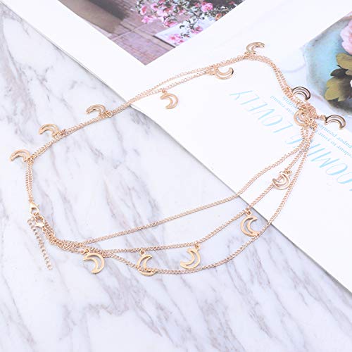 Beaupretty Kopf Ketten Schmuck, Mond kopf Stirnkette Schmuck Boho Kopschmuck Kette Festival Haar Stirnband