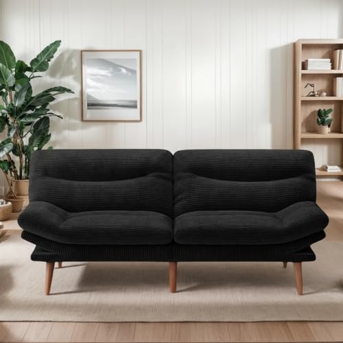 Image of Amada 66 inch 3-in-1 Convertible Futon Sofa Bed, Black