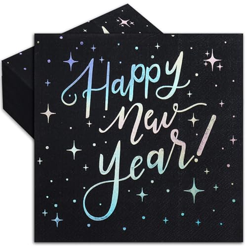 Servilletas de papel desechables para postre y cena temáticas de Feliz Año Nuevo Whaline