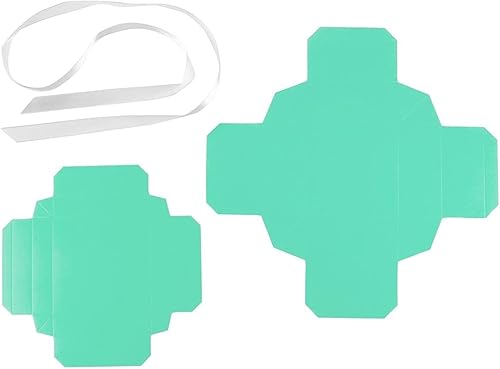 Miniatura 8 de BLUE PANDA Mini cajas de regalo de joyería, 3.74 x 3.74 x 1.65 pulgadas, paquete de 24, color verde azulado con tapas y cintas, cajas de regalo de