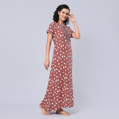 Image of Evolove Women's Viscose Liva Long Maxi Night Gown Nighty Dress with Pocket, Super Soft Comfortable (LNG-Rayon)