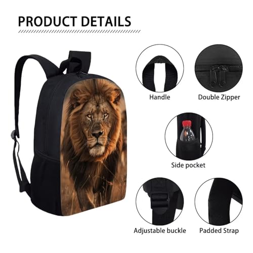 Wild Lion Print Simple Modern Backpack Kids Elementary Primary Simple Modern Backpack Kids Boys Book Bag4