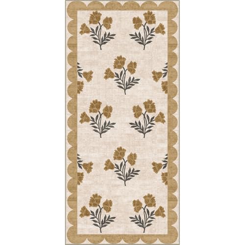 Othilic Front Door Mat Indoor Entrance - 2x4.3 Ft Floral Washable Layered Doormat Outdoor Entrance Spring Porch Rug Non-Slip Beige Boho Runner Rug for Kitchen Hallway Bedroom Laundry Room Porch Decor by Othilic - Used condition - Image 8
