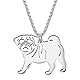 YAYAKO Edelstahl Golden Retriever Hundehalskette Kette Anhänger 18K Gold Halskette Hund Geschenke für Hundeliebhaber Frauen Mädchen (Versilbert Mops Halskette)