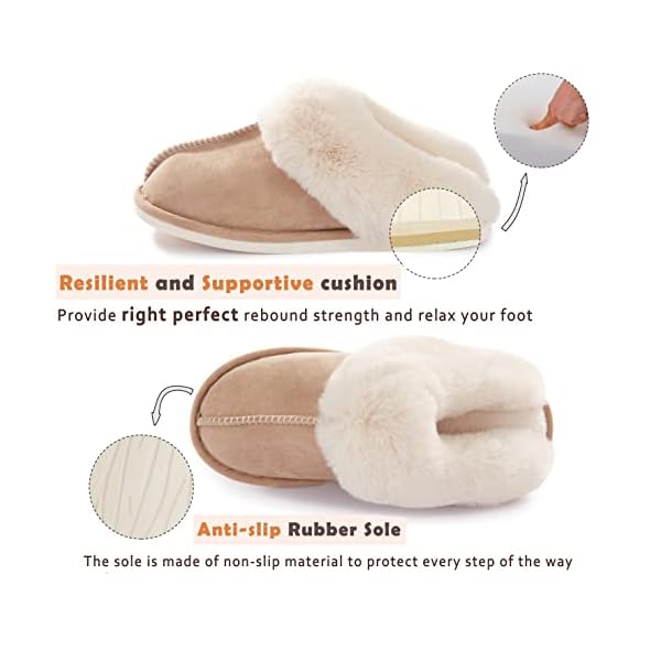 Donpapa Womens Slipper with Memory Foam Fluffy Soft Warm Slip On House Slippers,Anti-Skid Cozy Plush for Indoor Outdoor - Image 6