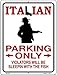 Italian Parking Only Novelty Mini Metal Parking Sign PM-632