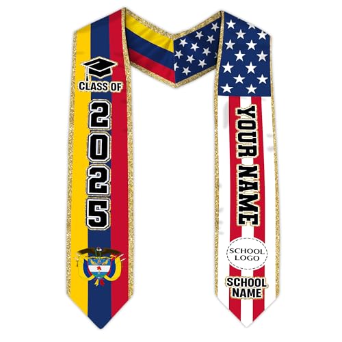 MonkeyVan Colombians Graduation Sash, Custom Colombians American Flag Graduation Sash 2025, Colombia Graduation Stole Style 14