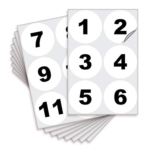 iSYFIX White Consecutive Number Stickers, 1 to 50, 4 Inch, 1 Set