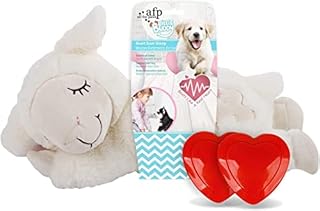 ALL FOR PAWS Dog Stuffed Animals with Heartbeat,Small Dog Toys for Dog Anxiety Relief,Puppy Behavioral Training Aid Toy Dog Stuff(White Sheep Double Heartbeat)