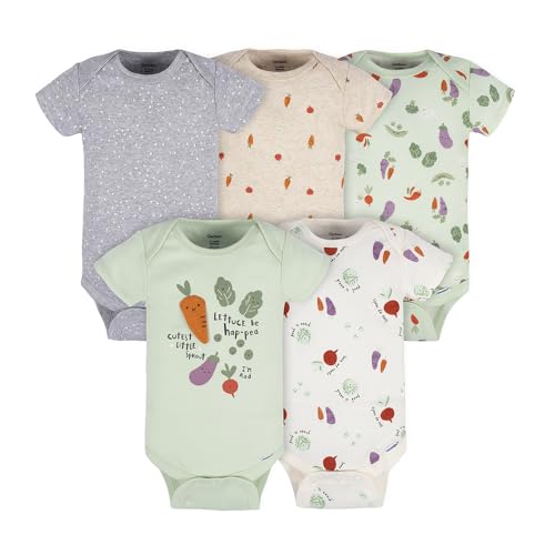 Image of Gerber Unisex Baby 5-Pack Short Sleeve Variety Onesies Bodysuits