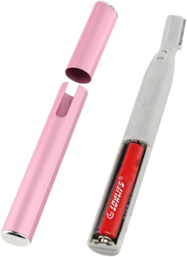 Electric Eyebrow Trimmer for Women Pink Hair Remover Razor with Comb Compact Facial Hair Remover for Smooth Skin for Face and Neck Battery Operated Trimmer